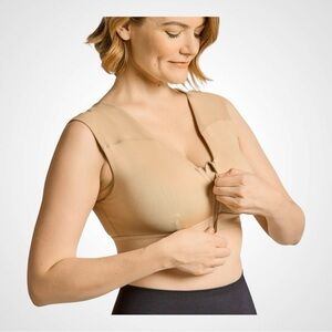 Tommie Copper Zip Up Shoulder Support Bra in Nude NWT